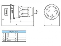 3X32A DÜZ FİŞ IP44 VİDA BAĞLANTI - 2