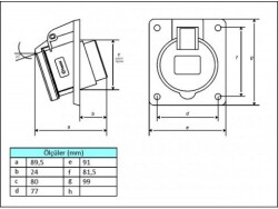 4X32A EĞİK MAKİNA PRİZİ IP44 VİDA BAĞLANTI - 2