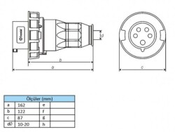 5X32A DÜZ FİŞ IP67 - 2