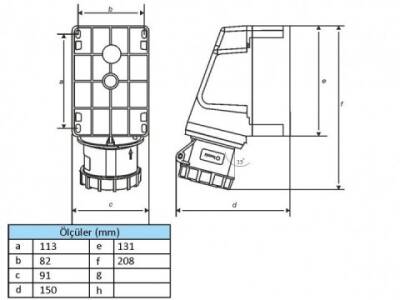 5X32A EĞİK DUVAR PRİZİ IP67 - 2