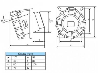 5X32A EĞİK MAKİNE PRİZİ IP67 45D (BEM 45-545) - 2