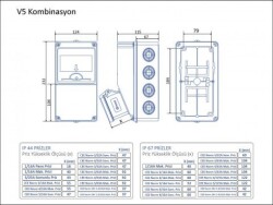 KOMBİNASYON (3/25 1AD ÖN - 1/16 2AD YAN) 120X225X115MM IP44 V5 ABS - 2