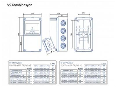 KOMBİNASYON (3/25 1AD ÖN - 1/16 2AD YAN) 120X225X115MM IP44 V5 ABS - 2