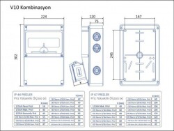 KOMBİNASYON (3/25 2AD ÖN - 1/16 2AD YAN) 220X300X120MM IP44 V10 ABS - 2