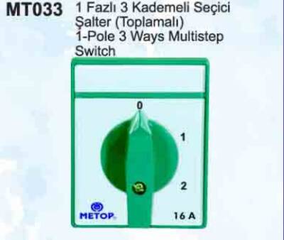 PAKO ŞALTER 1X16A 3 KADEME SEÇİCİ KOMÜTATÖR ŞALTER - 1